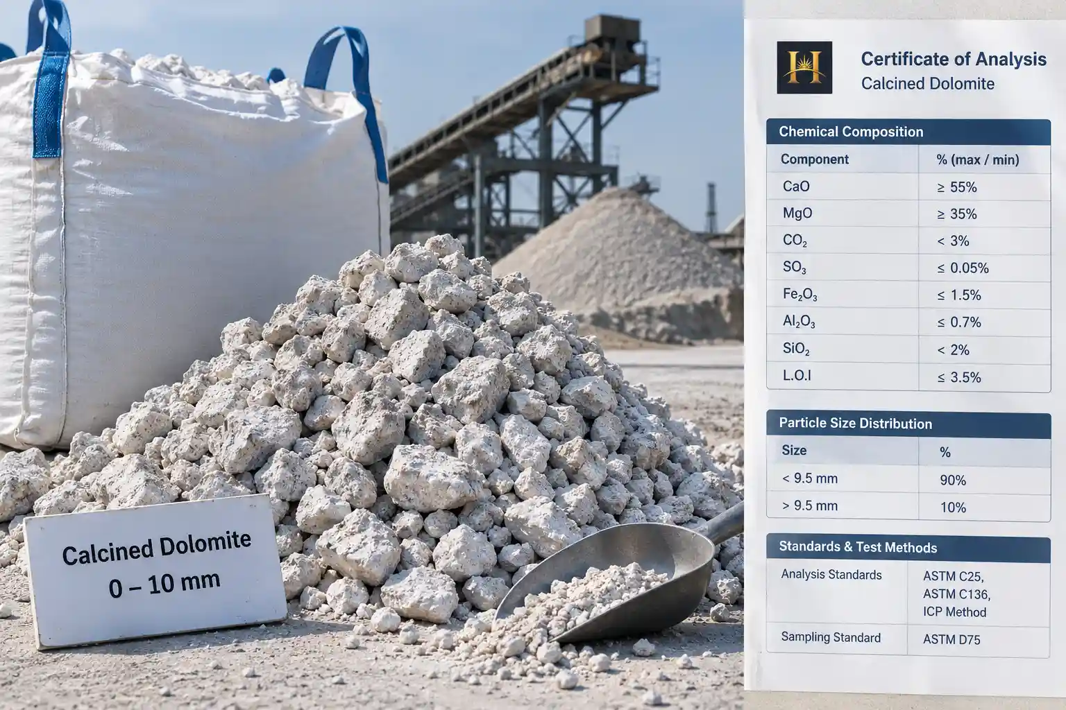 تأمین دولومیت کلسینه دانه بندی شده - شرکت الماس آذرین هورچهر